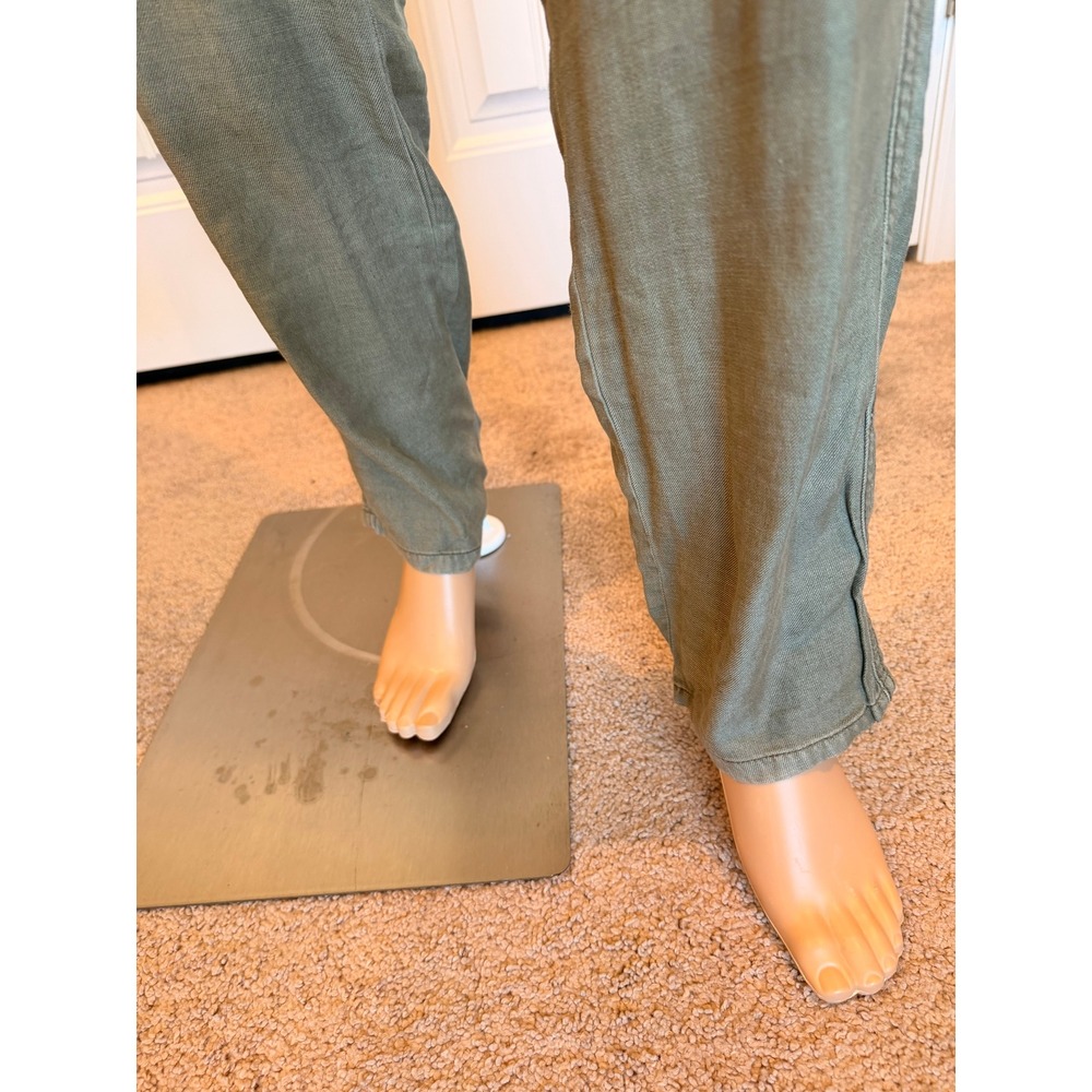 American Eagle Women Olive Green Linen Blend Utility Cargo Pants Sz 8 Reg Safari - Picture 9 of 15